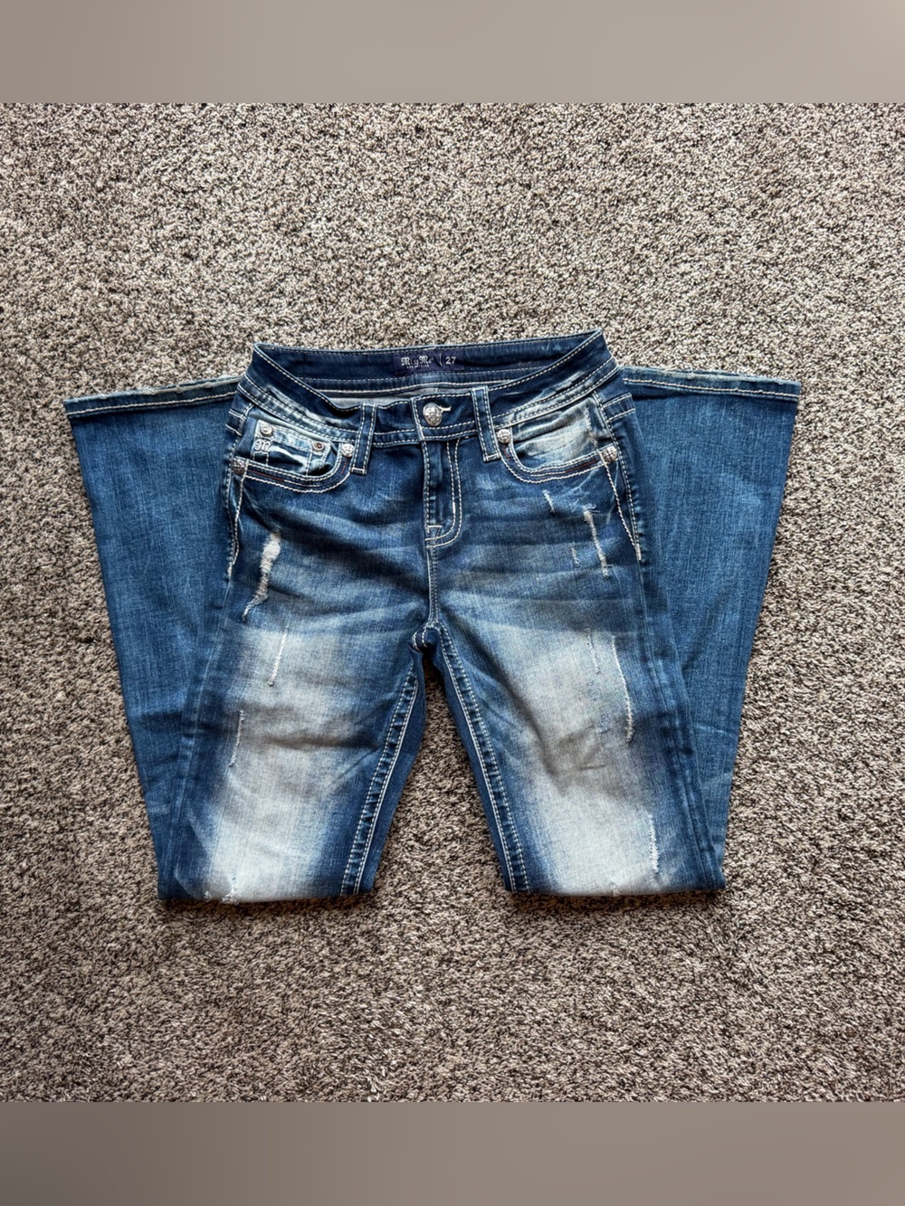 Miss Me Blue Distressed Boot Cut Jeans